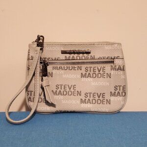 Steve Madden Grey Double Zipper Wristlet with Detachable Strap